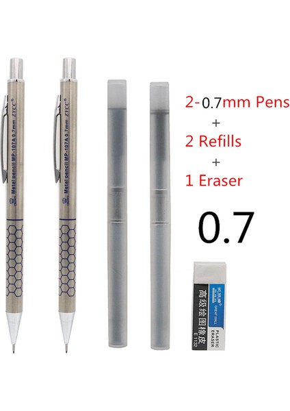 2 Adet 0.7mm Tarzı Metal Mekanik Kalem Öğrencilerin Yazı Yazması Çizmesi Tasarlaması Siyah Kurşun Ucu (Yurt Dışından)