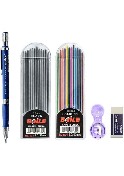 Siyah Kalem F Stili Ayarla Mekanik Kalem Seti 2b Otomatik Kalemler ile Siyah Kurşun Yedekleri Için Taslak Çizim, Yazma, El Sanatları (Yurt Dışından) fırsatları