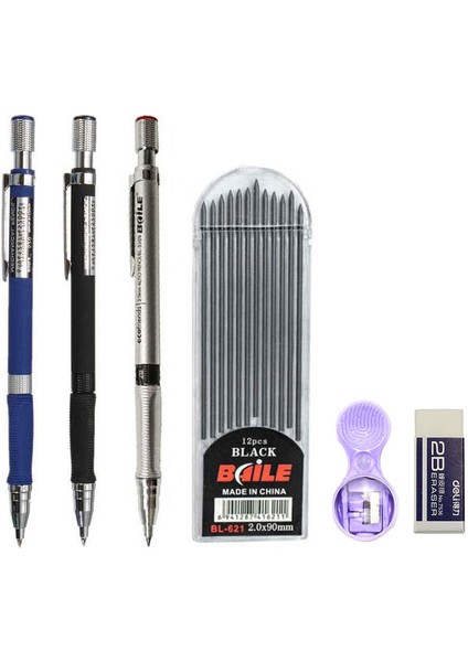 Siyah Kalem F Stili Ayarla Mekanik Kalem Seti 2b Otomatik Kalemler ile Siyah Kurşun Yedekleri Için Taslak Çizim, Yazma, El Sanatları (Yurt Dışından) indirimleri