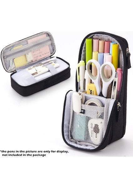 Siyah Stil Angoo Genç Kalem Çantası Kalem Kutusu, Nane Çizgili Basit Pembe Noktalar Tuval Kalem Telefon Tutucu Saklama Poşeti Okul Malzemeleri F171 (Yurt Dışından)