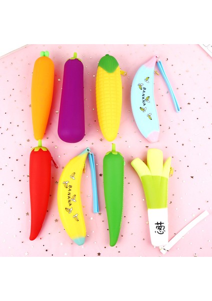 Mısır Tarzı Sebze Meyve Silikon Kalem Çantası Yaratıcı Havuç Muz Sıcak Biber Tasarımı Kalem Kutusu Çocuklar Öğrenciler Kalem Kılıfı Kozmetik Çantası (Yurt Dışından) modelleri