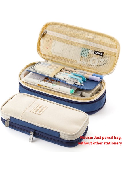 Mavi Beyaz Tarzı Yaratıcı Kilitli Kalem Kutusu Katlanabilir Kanvas Kırtasiye Saklama Kalem Çantası Organizatör Makyaj Seyahat Öğrenci Okul Malzemeleri (Yurt Dışından)