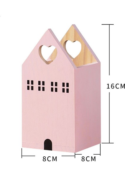 Pembe Tarzı Sharkbang Yeni Gelen Sevimli Ev Şekilli Ahşap Kalemlik Masa Düzenleyici Depolama Kutusu Okul Ofis Aksesuarları Kırtasiye (Yurt Dışından)