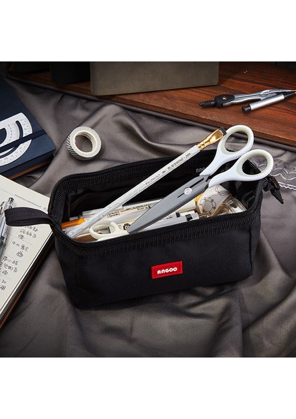 Açık Mavi Stil Büyük Kapasiteli Kalem Kutusu, Basit Kanvas Düz Renk Taşınabilir Okul Kırtasiye Çantası (Yurt Dışından) fiyatları