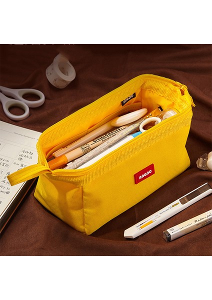 Açık Mavi Stil Büyük Kapasiteli Kalem Kutusu, Basit Kanvas Düz Renk Taşınabilir Okul Kırtasiye Çantası (Yurt Dışından) modelleri