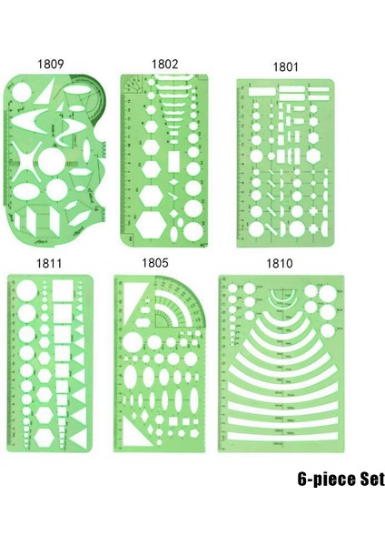 6 Adet Tarzı Geometrik Çizim Şablonu Ölçü Bantlı Plastik Çizim Cetveli Tasarım Ofisi Için (Yurt Dışından)