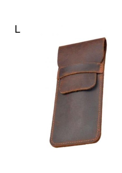 Kahverengi L Tarzı Retro Suni Deri El Yapımı Kalem Tutucu Kalem Kutusu Koruyucu Kılıf Kapak (Yurt Dışından)