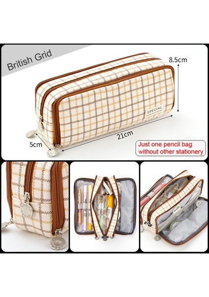 Ingiliz Izgara Stili Sevimli Izgara Kalem Kutusu Kawaii Bez Kalem Kutusu Çantası Öğrenciler Için Büyük Kapasiteli Kırtasiye Kılıfı Yaratıcı Okul Malzemeleri Yeni (Yurt Dışından)