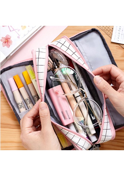 Ingiliz Izgara Stili Sevimli Izgara Kalem Kutusu Kawaii Bez Kalem Kutusu Çantası Öğrenciler Için Büyük Kapasiteli Kırtasiye Kılıfı Yaratıcı Okul Malzemeleri Yeni (Yurt Dışından) modelleri