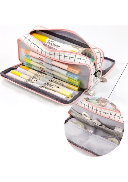 Ingiliz Izgara Stili Sevimli Izgara Kalem Kutusu Kawaii Bez Kalem Kutusu Çantası Öğrenciler Için Büyük Kapasiteli Kırtasiye Kılıfı Yaratıcı Okul Malzemeleri Yeni (Yurt Dışından) fırsatları