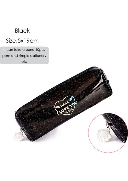 S-Siyah Stili Skkysonıc Şeffaf Jöle Kalem Kutusu Pvc Su Geçirmez Kalp Kiraz S M L Kozmetik Saklama Çantası Kılıfı Kalemlik - (Yurt Dışından)