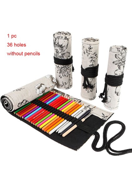 Kırmızı Stil Çizgi Film Kedi Delikli Tuval Rulo Kalem Perde Kalem Kutusu Makyaj Sarma Tutucu Depolama Kılıfı Kırtasiye Malzemeleri (Yurt Dışından)