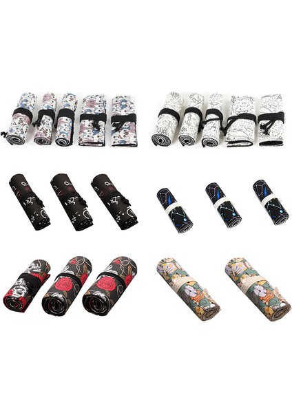 Kırmızı Stil Çizgi Film Kedi Delikli Tuval Rulo Kalem Perde Kalem Kutusu Makyaj Sarma Tutucu Depolama Kılıfı Kırtasiye Malzemeleri (Yurt Dışından) indirimleri