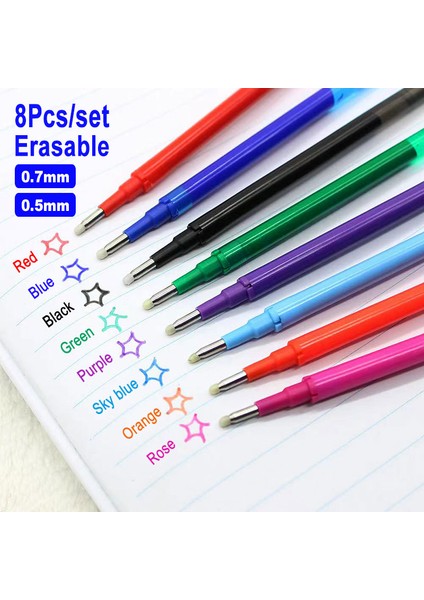 8 Adet Turuncu Mürekkep Stili 0,5 mm Delvtch ve Silinebilir Jel Kalem Yedek Çubuğu 8 Renk Mürekkep Mermi Ucu Kolu Ofis Okul Yazma Kırtasiye 11CM (Yurt Dışından)