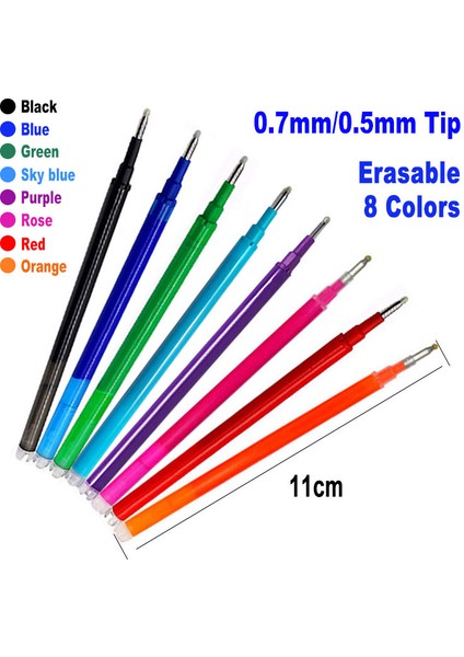 8 Adet Turuncu Mürekkep Stili 0,5 mm Delvtch ve Silinebilir Jel Kalem Yedek Çubuğu 8 Renk Mürekkep Mermi Ucu Kolu Ofis Okul Yazma Kırtasiye 11CM (Yurt Dışından)