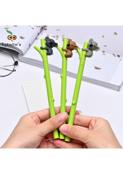 Siyah 1 Adet Lytwtw'ın Yaratıcı Sevimli Kawaii Koala Jel Kalem Malzemeleri Okul Ofis Kırtasiye Güzel Güzel Komik Sap Kalem (Yurt Dışından)