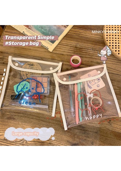 MKS1220 Stili Mınkys Yeni Gelen Şeffaf Sevimli Tavşan Saklama Çantası Kalem Kutusu Makyaj Saklama Çantası Hediye Okul Ofis Kırtasiye (Yurt Dışından) fiyatları