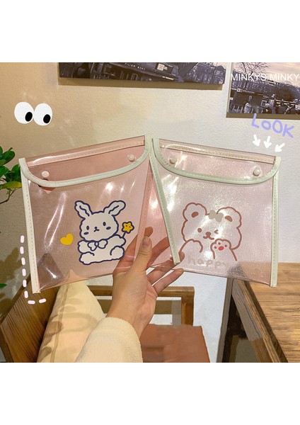 MKS1220 Stili Mınkys Yeni Gelen Şeffaf Sevimli Tavşan Saklama Çantası Kalem Kutusu Makyaj Saklama Çantası Hediye Okul Ofis Kırtasiye (Yurt Dışından) modelleri