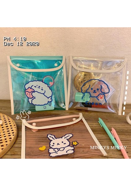 MKS1220 Stili Mınkys Yeni Gelen Şeffaf Sevimli Tavşan Saklama Çantası Kalem Kutusu Makyaj Saklama Çantası Hediye Okul Ofis Kırtasiye (Yurt Dışından) fırsatları