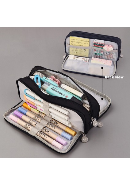 Siyah Stil Angoo Çift Taraflı Kalem Çantası Kalem Kutusu Özel Makaron Renkli Çift Kanvas Cep Depolama Çantası Kılıfı Kırtasiye Okul Seyahat A6899 (Yurt Dışından)