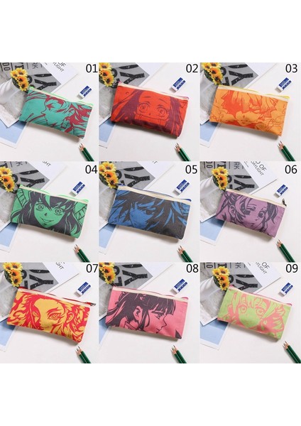 H06 Stili Anime Demon Slayer Kimetsu No Yaiba Kamado Tanjirou Kalem Kutusu Sevimli Tuval Fermuarlı Kalem Çantası Çocuklar Için Hediye (Yurt Dışından) fırsatları