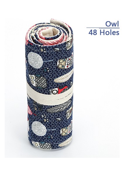 Baykuş 48 Tarzı Ulusal Nakış Tuval El Yapımı Kalem Kutusu Çantalar Delikli Rulo Kılıf Makyaj Kozmetik Fırça Kalem Saklama Kutusu Çanta Okul (Yurt Dışından)