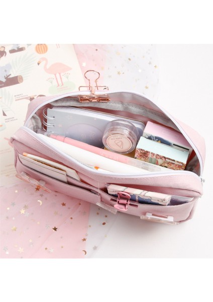 Mor Tarzı Sevimli Kalem Kutusu Şeker Renkli Kalem Çantası Rozetli Büyük Kapasiteli Kalem Kutusu Tuval Kırtasiye Tutucu Düzenleyici Okula Dönüş (Yurt Dışından) modelleri