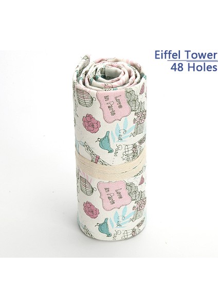 Eyfel Kulesi 48 Tarzı Ulusal Nakış Tuval El Yapımı Kalem Kutusu Çantalar Delikli Rulo Kılıf Makyaj Kozmetik Fırça Kalem Saklama Kutusu Çanta Okul (Yurt Dışından)