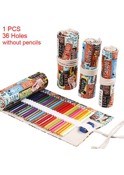 Yeşil Stil 36 Delikli Kalem Çantası Kalem Kutusu Japon Kırtasiye Kalem Makyaj Saklama Çantası Pencil Roll Okul Malzemeleri Kalem Kutuları (Yurt Dışından)