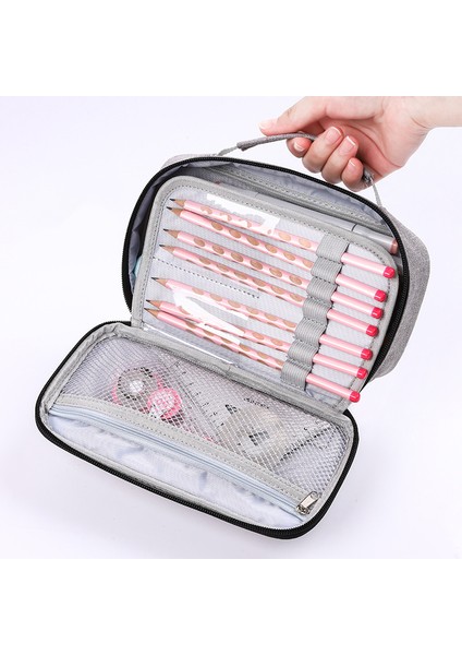 Gri Tarzı Büyük Kapasiteli Kalem Kutusu, Basit Çok Fonksiyonlu Kırtasiye Kutusu, Kanvas Tek Renk Taşınabilir Okul Kırtasiye (Yurt Dışından) modelleri