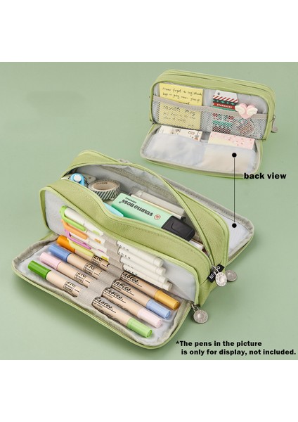 Yeşil Stil Kız Erkek Okul Kırtasiye Için Üç Katmanlı Çift Taraflı Kalem Kutusu Büyük Kapasiteli Renkli Karikatür Makaron Kalem Kutusu (Yurt Dışından)