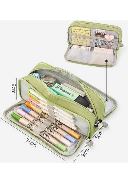 Yeşil Stil Kız Erkek Okul Kırtasiye Için Üç Katmanlı Çift Taraflı Kalem Kutusu Büyük Kapasiteli Renkli Karikatür Makaron Kalem Kutusu (Yurt Dışından) fiyatları