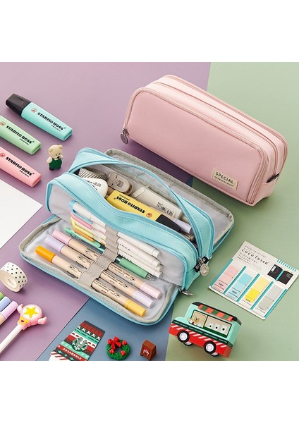 Yeşil Stil Kız Erkek Okul Kırtasiye Için Üç Katmanlı Çift Taraflı Kalem Kutusu Büyük Kapasiteli Renkli Karikatür Makaron Kalem Kutusu (Yurt Dışından) indirimleri