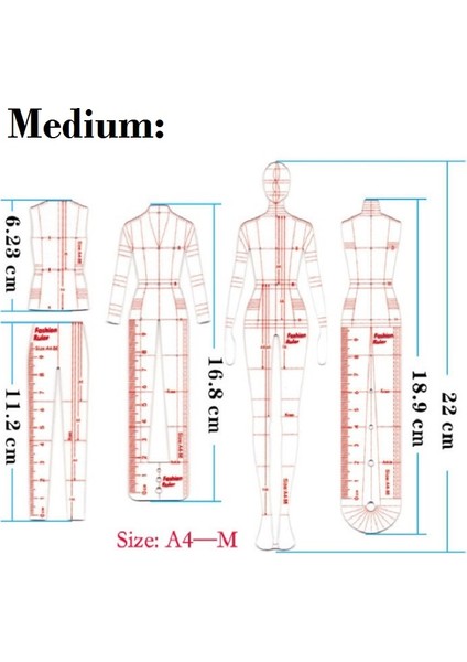 Orta 22CM Tarzı Kıyafet Tasarım Stil Çizim Şablonu Cetvel Model Moda Cetveli Okul Estetik Dikiş Yama Cetveli Mükemmel Cool Çizgiler (Yurt Dışından)