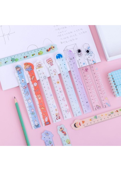 C-Rastgele 1 Adet Tarzı 15CM Sevimli Küçük Taze Karikatür Öğrenci Çizimi Kawaii Cetvel Çok Fonksiyonlu Kendin Yap Çizim Cetveli Öğrenci Ofis Okul Kırtasiye (Yurt Dışından) indirimleri