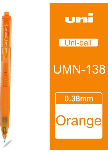 Turuncu Tarzı Japonya'da Üretilen Ultra Ince UMN-138 Mitsubishi Uni-Ball Signo Rt Geri Çekilebilir Jel Kalem Pena - E-Ticaret Başlığı (Yurt Dışından)
