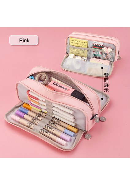 Pembe Tarzı Öğrenciler Için Büyük Kapasiteli Kalem Kutusu Macaron Renkleri Kalem Kılıfı Okul Malzemeleri Saklama Çantası (Yurt Dışından)