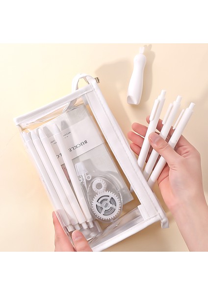 S Tarzı Şeffaf Kalem Kutusu Kawaii Kore Stili Kozmetik Saklama Okul Malzemeleri Papeterie (Yurt Dışından) fırsatları