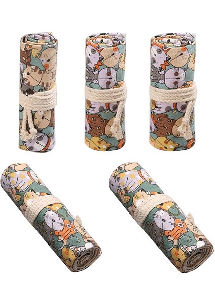 72 Delik Stili Karikatür Kedi Delikli Tuval Rulo Kalem Perde Kalem Çantası Makyaj Sarma Tutucu Depolama Malzemeleri (Yurt Dışından) fiyatları