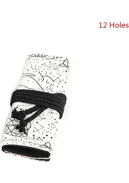 12 Delik Stili Yıldızlar Delik Tuval Rulo Kalem Perde Kalem Çantası Makyaj Durumunu (Yurt Dışından)