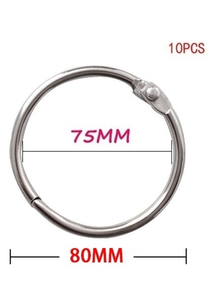 80MM Tarzı Metal Cetvel Halkası Gevşek Yaprak Kitap Cetvel Halkası Çok Fonksiyonlu Anahtarlık Çember Kitap Cetvel Halkası Ofis Bağlama Malzemesi (Yurt Dışından)