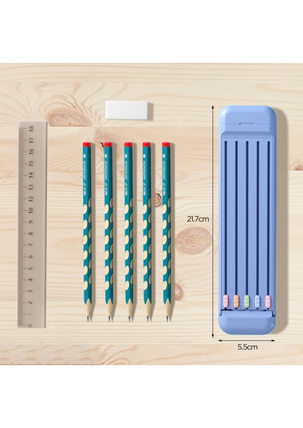 Mavi Stil Çocuklar Için Okul Hediyesi Veya Doğum Günü Hediyesi Olarak Uygun 5 Kurşun Kalem, 1 Silgi ve 1 Cetvel Içeren Küçük Kalem Kutusu (Yurt Dışından) fırsatları