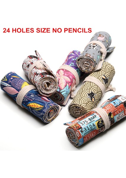 No.24 Tarzı 24 Delikli Kalem Kutusu Fabrool Malzemeleri Sanat Kalem Kılıfı Tuval Kalem Sarma Fırça Makyaj Fırça Kalem Saklama Kırtasiye Öğrenci (Yurt Dışından) indirimleri