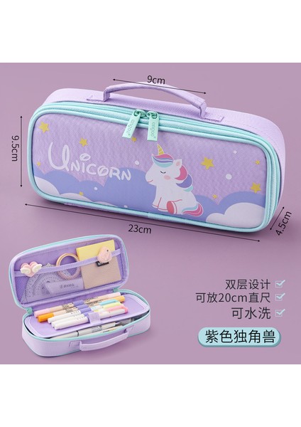 No.2 Tarzı Kevin&sasa El Işleri Unicorn Büyük Kapasiteli Kalem Kutusu Kızlar Için Su Geçirmez Kumaş Sevimli Okul Malzemeleri (Yurt Dışından)