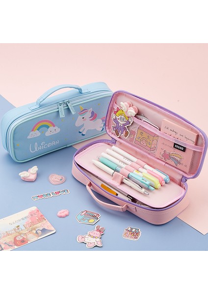 No.2 Tarzı Kevin&sasa El Işleri Unicorn Büyük Kapasiteli Kalem Kutusu Kızlar Için Su Geçirmez Kumaş Sevimli Okul Malzemeleri (Yurt Dışından) fırsatları