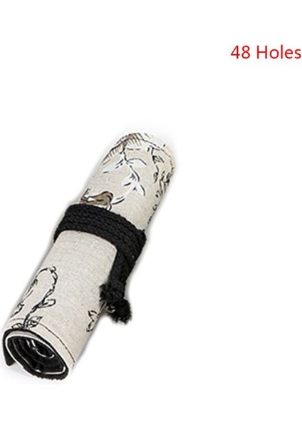 48 Delik Stili Papatya Delikli Tuval Rulo Kalem Perde Kalem Çantası Makyaj Sarma (Yurt Dışından)