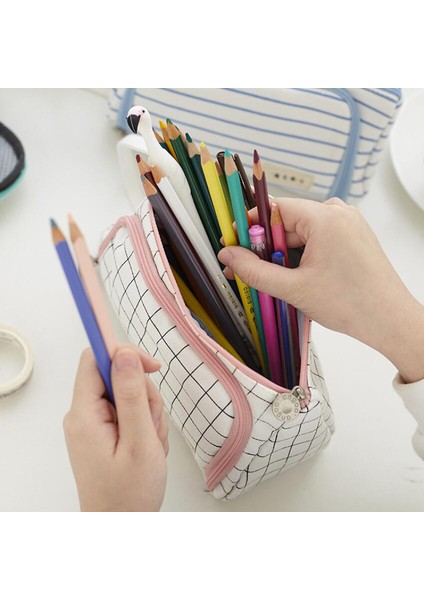 Mavi Stil Yeni Süper Büyük Kalem Kutusu Tuval Geniş Kapasiteli Kalemlik Okul Kalem Kutusu Malzemeleri Kalem Çantası Okul Kalemler Kılıfı Kırtasiye (Yurt Dışından) fırsatları