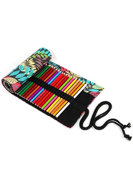 No.24 Tarzı Büyük Kapasiteli Kanvas Kalem Kutusu Rulo Kalem Kutusu Kozmetik Çantası Depolama Çantası Sanat Malzemesi Okul Kalem Kutusu (Yurt Dışından) fırsatları