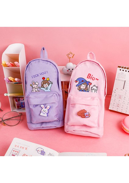 No.4 Tarzı Sevimli Kalem Kutuları Kırtasiye Kalem Kutusu Okul Malzemeleri Broş Kanvas Kalem Kutusu Büyük Kapasiteli Şirin Okul Kalemlikleri (Yurt Dışından) fırsatları