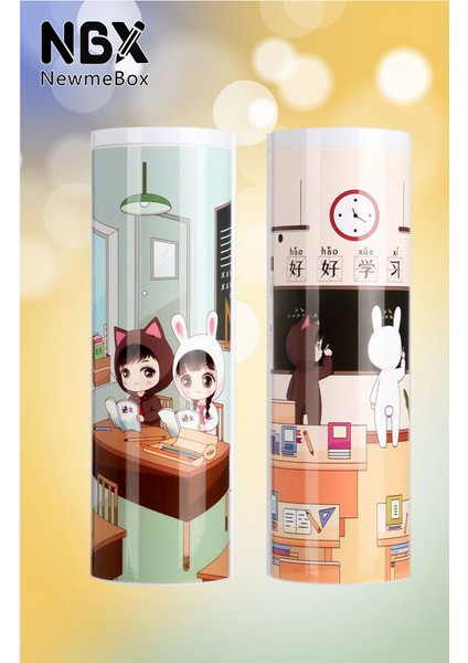 Sınıf Tarzı Kalk ve Çilek Okul Kalem Kutusu Erkek Kız Küçük Sert Sakura Panda Kırtasiye Kutusu Sevimli Anime Mor Kalemlik Çocuklar (Yurt Dışından)